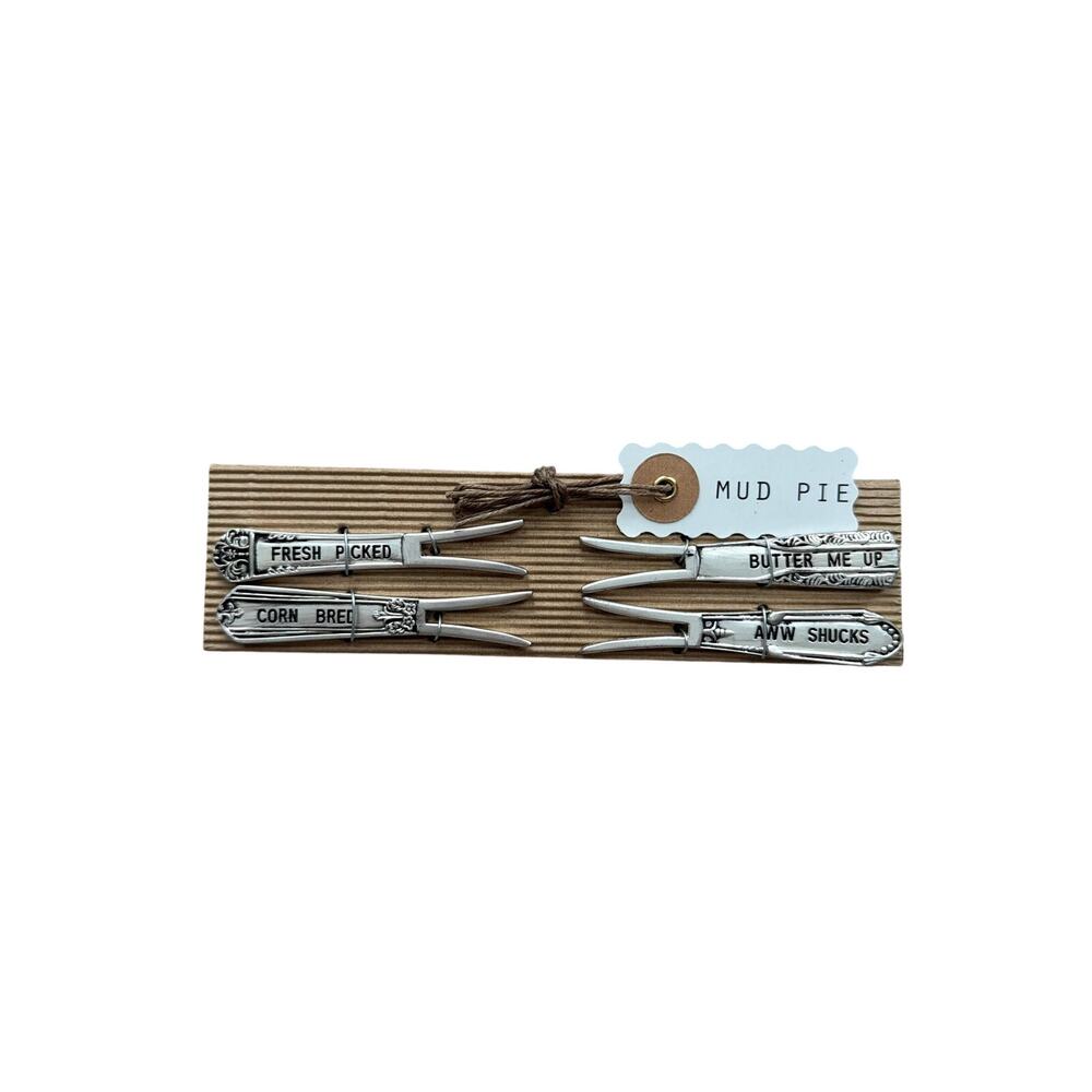 NWT Mud Pie Corn Picks Set of 4 Corn Cob Holders